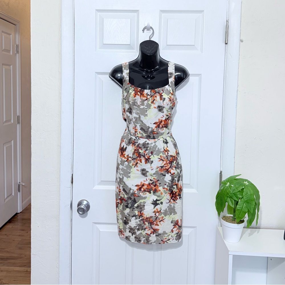 Banana Republic Floral Mini Dress - Orange, Gray, Cream Size 2